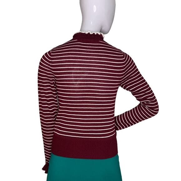 H&M Divided Fine Knit Striped Burgundy and White Pullover Size XS - Picture 7 of 10